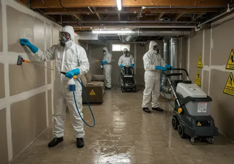 Basement Moisture Removal and Structural Drying process in Vian, OK